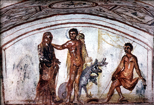 Alcesti, Ercole e Cerbero, IV sec., Roma, Catacomba di via Latina
